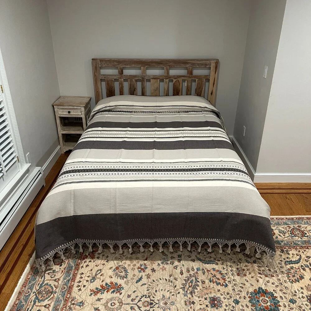 Queen Size Cotton Bedspread/Quilt. From Oaxaca Mex. Hand loom, Bed covers,